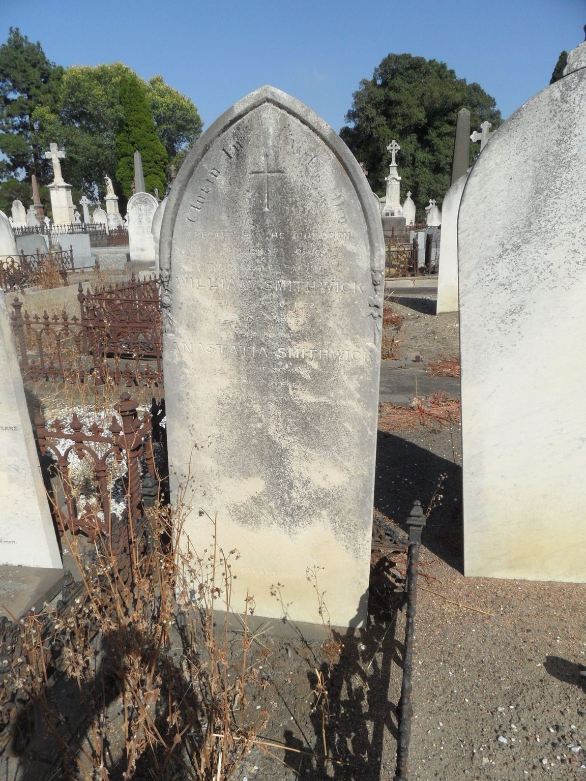 William and Anastasia (Behan) Smithwick - gravestone