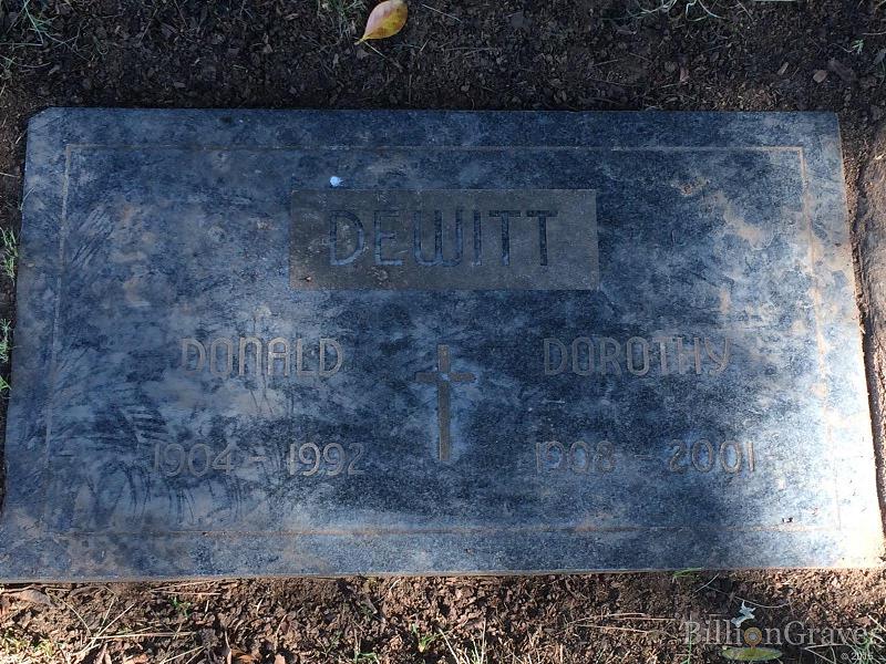 Donald and Dorothy DeWitt - gravestone